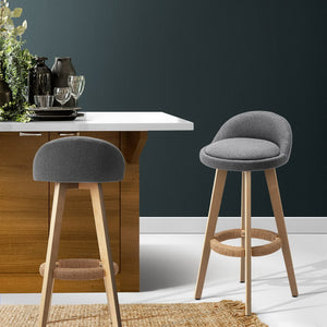 Artiss Set of 2 Fabric Bar Stools-Grey