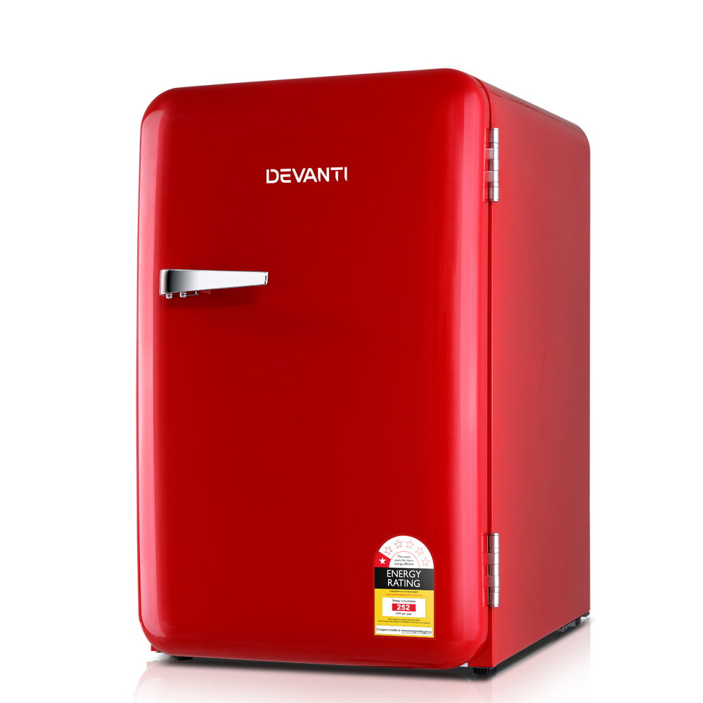 Devanti Retro Bar Fridge 70L Built-in Lamp Beverage Cooler Refrigerators