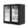 Devanti Bar Fridge 2 Glass Door Commercial Display Freeer Drink Beverage Cooler Black