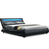 Artiss LED Bed Frame Double Full Size Base Mattress Platform Black Leather ALEX