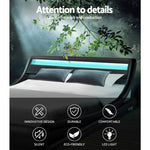 Artiss LED Bed Frame Double Full Size Base Mattress Platform Black Leather ALEX