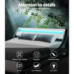 Artiss LED Bed Frame Double Full Size Base Mattress Platform Leather Wooden ALEX