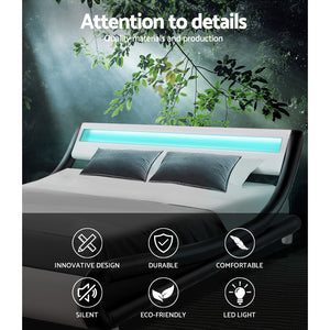Artiss LED Bed Frame Double Full Size Base Mattress Platform Leather Wooden ALEX