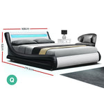 Artiss LED Bed Frame Queen Size Base Mattress Platform Leather Wooden ALEX