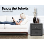 Artiss Fabric Bedside Table - Grey