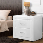 Artiss PVC Leather Bedside Table - White