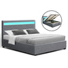 Artiss Bed Frame Double Full Size Gas Lift Base With Storage Grey Fabric COLE