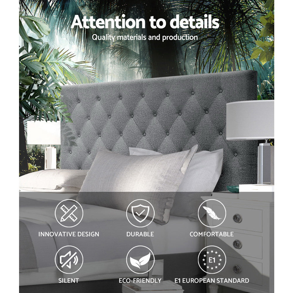 Artiss Queen Size Upholstered Fabric Head Board - Grey