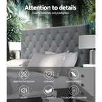 Artiss Queen Size Upholstered Fabric Head Board - Grey
