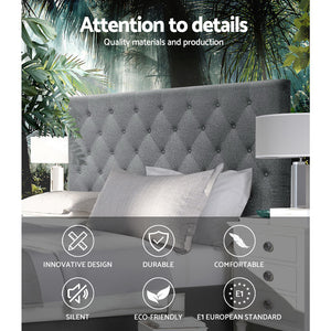 Artiss Queen Size Upholstered Fabric Head Board - Grey