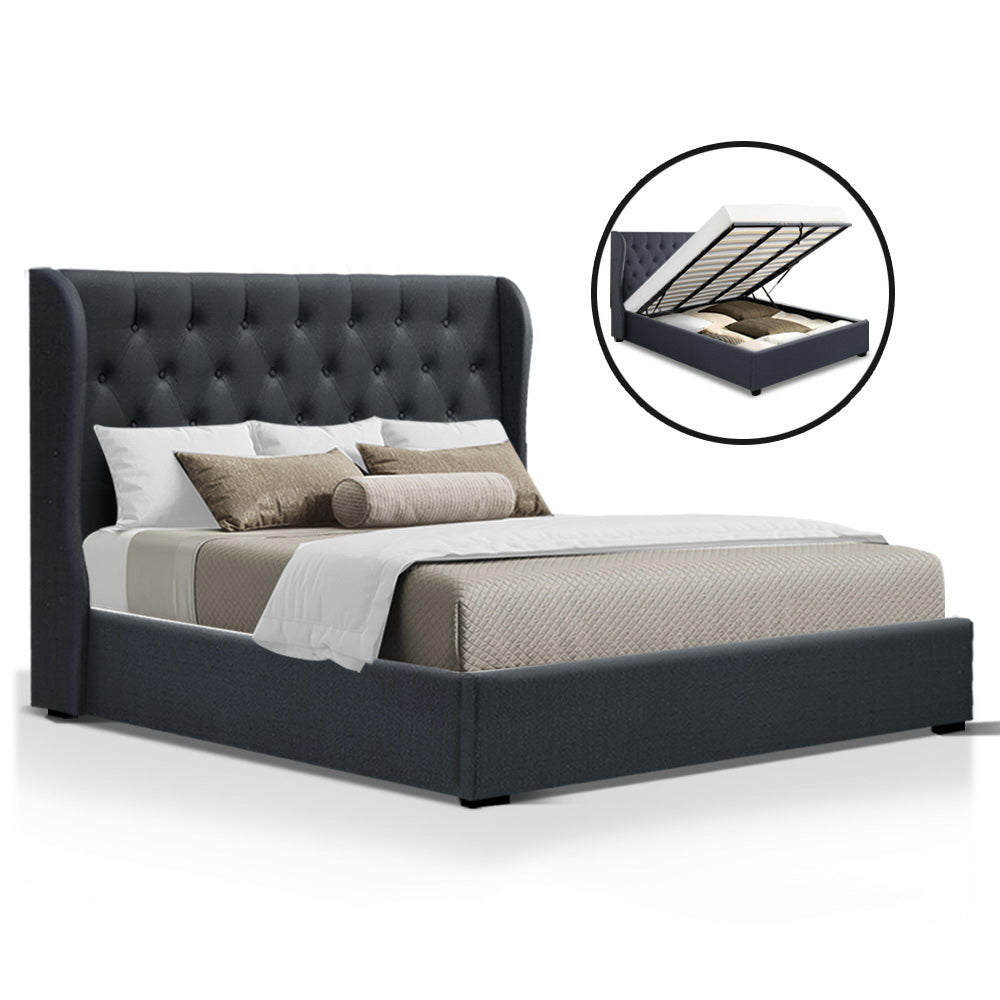 Artiss King Size Gas Lift Bed Frame - Charcoal