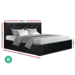 Artiss LISA Double Full Size Gas Lift Bed Frame Base With Storage Mattress Black Leather