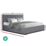 Artiss LISA Double Full Size Gas Lift Bed Frame Base With Storage Mattress Grey Fabric