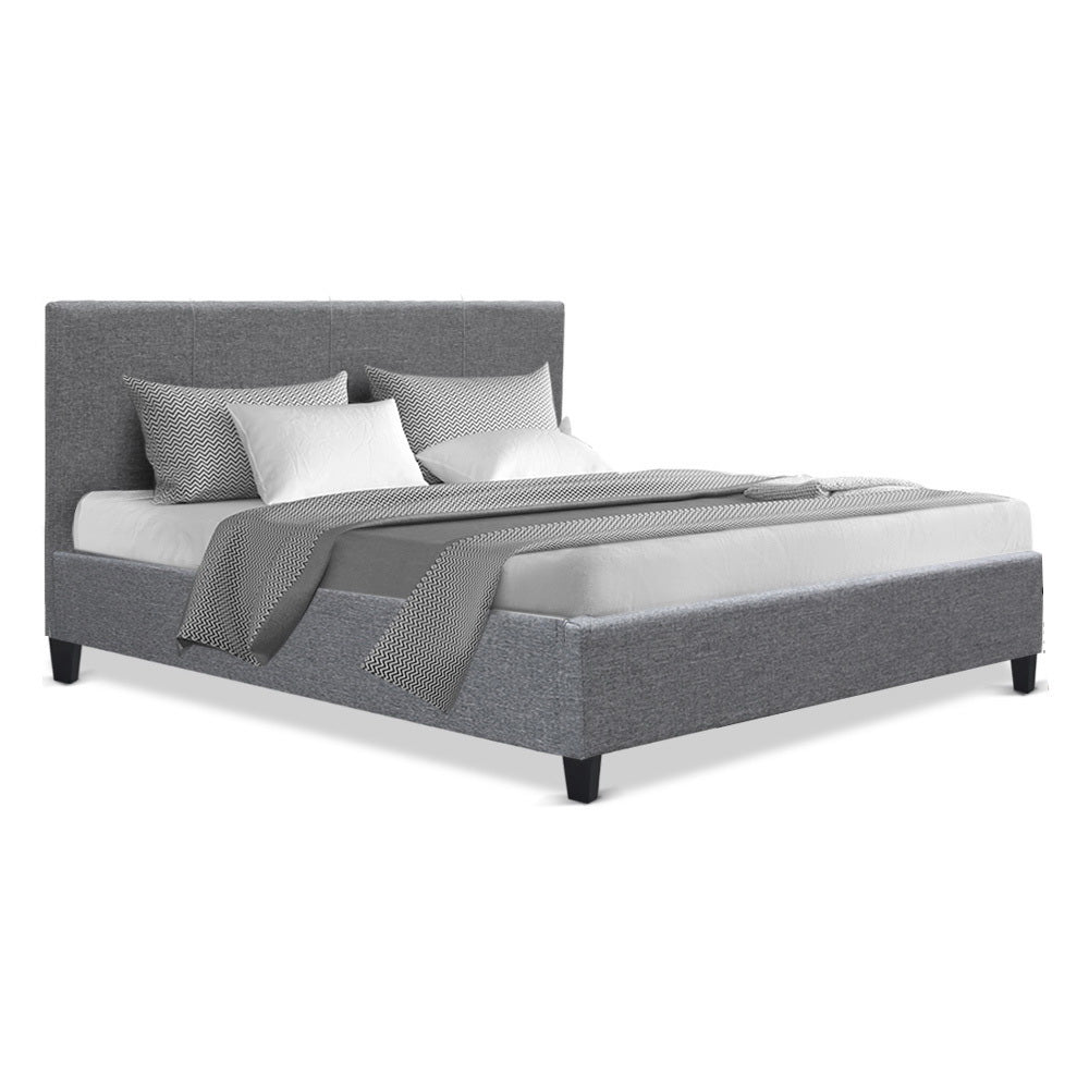 Artiss Double Size Fabric Bed Frame Headboard Grey