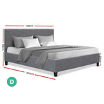 Artiss Double Size Fabric Bed Frame Headboard Grey