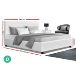 Artiss Double Full Size Bed Frame Base Mattress Platform White Leather Wooden NEO