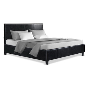Artiss Double Size PU Leather Bed Frame Headboard - Black