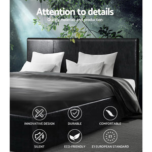 Artiss Queen Size PU Leather Bed Frame Headboard - Black