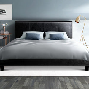 Artiss Queen Size PU Leather Bed Frame Headboard - Black