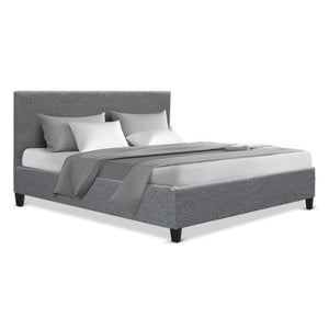 Artiss Queen Size Fabric Bed Frame Headboard- Grey