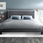 Artiss Queen Size Fabric Bed Frame Headboard- Grey