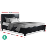 Artiss Single Size PU Leather Bed Frame Headboard - Black