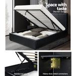 Artiss Double Size PU Leather and Wood Bed Frame Headborad - Black