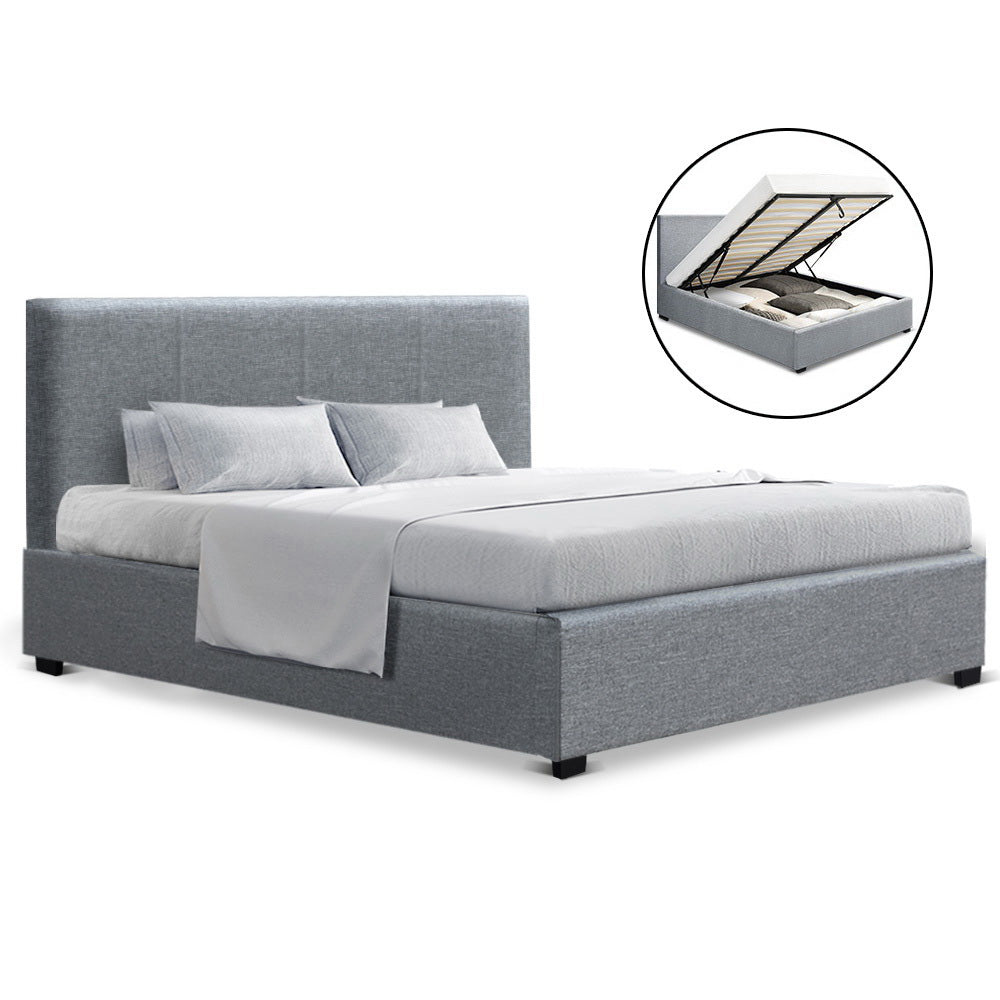 Artiss Double Size Fabric and Wood Bed Frame Headborad - Grey