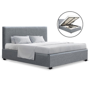 Artiss Double Size Fabric and Wood Bed Frame Headborad - Grey