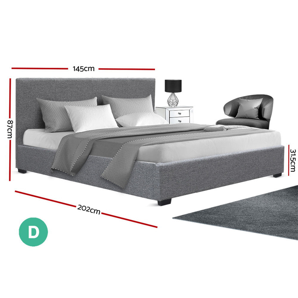 Artiss Double Size Fabric and Wood Bed Frame Headborad - Grey