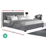 Artiss Double Size Fabric and Wood Bed Frame Headborad - Grey