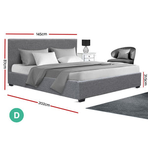 Artiss Double Size Fabric and Wood Bed Frame Headborad - Grey