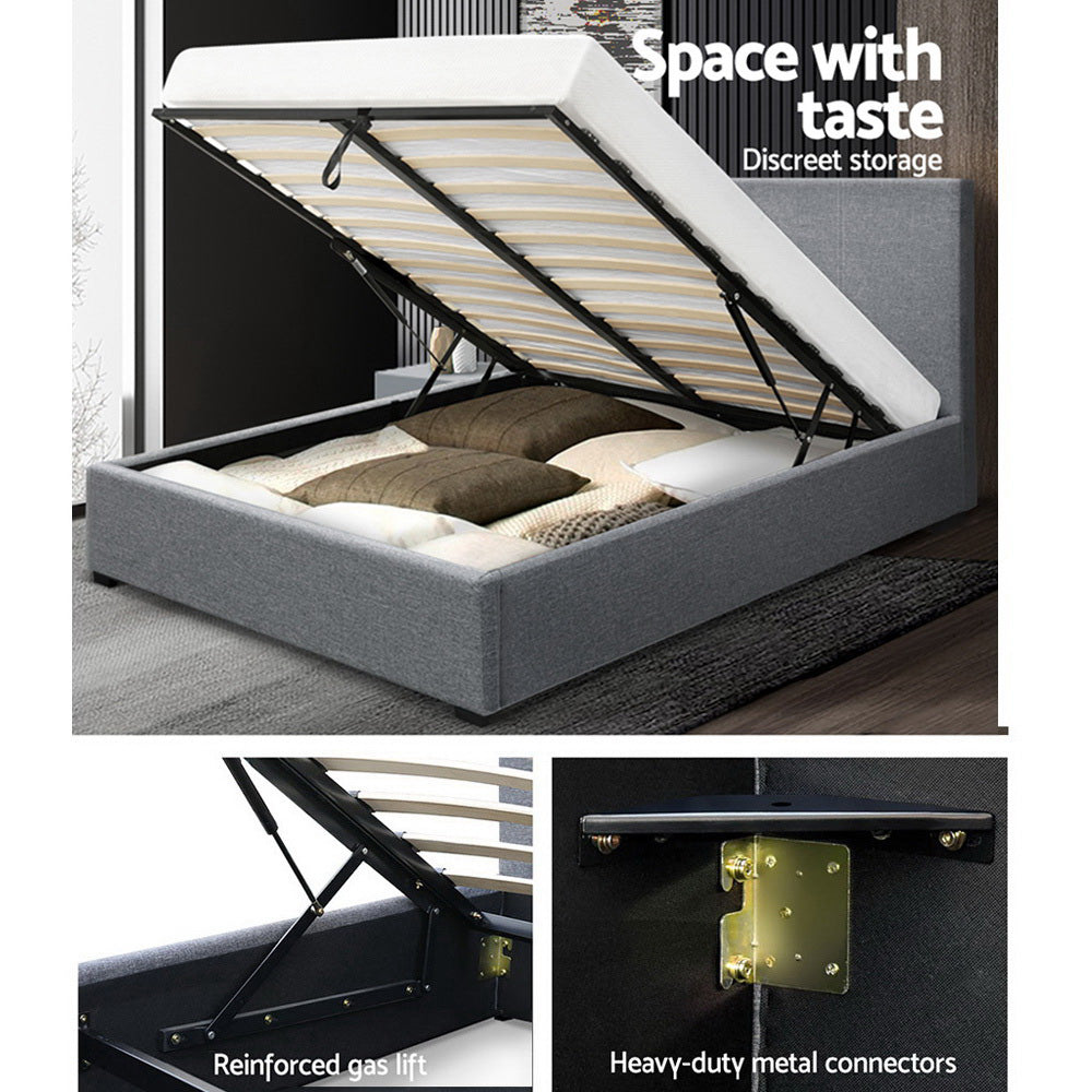 Artiss Double Size Fabric and Wood Bed Frame Headborad - Grey