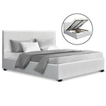 Artiss Double Size PU Leather and Wood Bed Frame Headborad -White