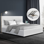 Artiss Double Size PU Leather and Wood Bed Frame Headborad -White