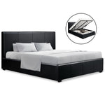 Artiss Queen Size PU Leather and Wood Bed Frame Headborad - Black
