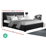 Artiss Queen Size PU Leather and Wood Bed Frame Headborad - Black