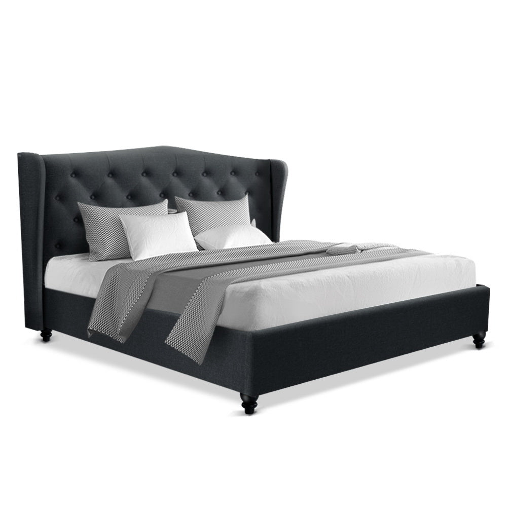 Artiss Double Full Size Bed Frame Base Mattress Platform Fabric Wooden Charcoal PIER
