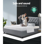 Artiss Double Size Wooden Upholstered Bed Frame Headborad - Grey