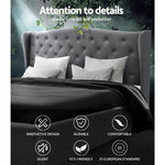 Artiss King Size Wooden Upholstered Bed Frame Headborad - Grey