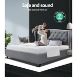 Artiss King Size Wooden Upholstered Bed Frame Headborad - Grey