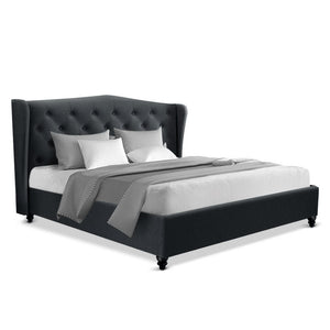 Artiss Queen Size Bed Frame Base Mattress Platform Fabric Wooden Charcoal PIER