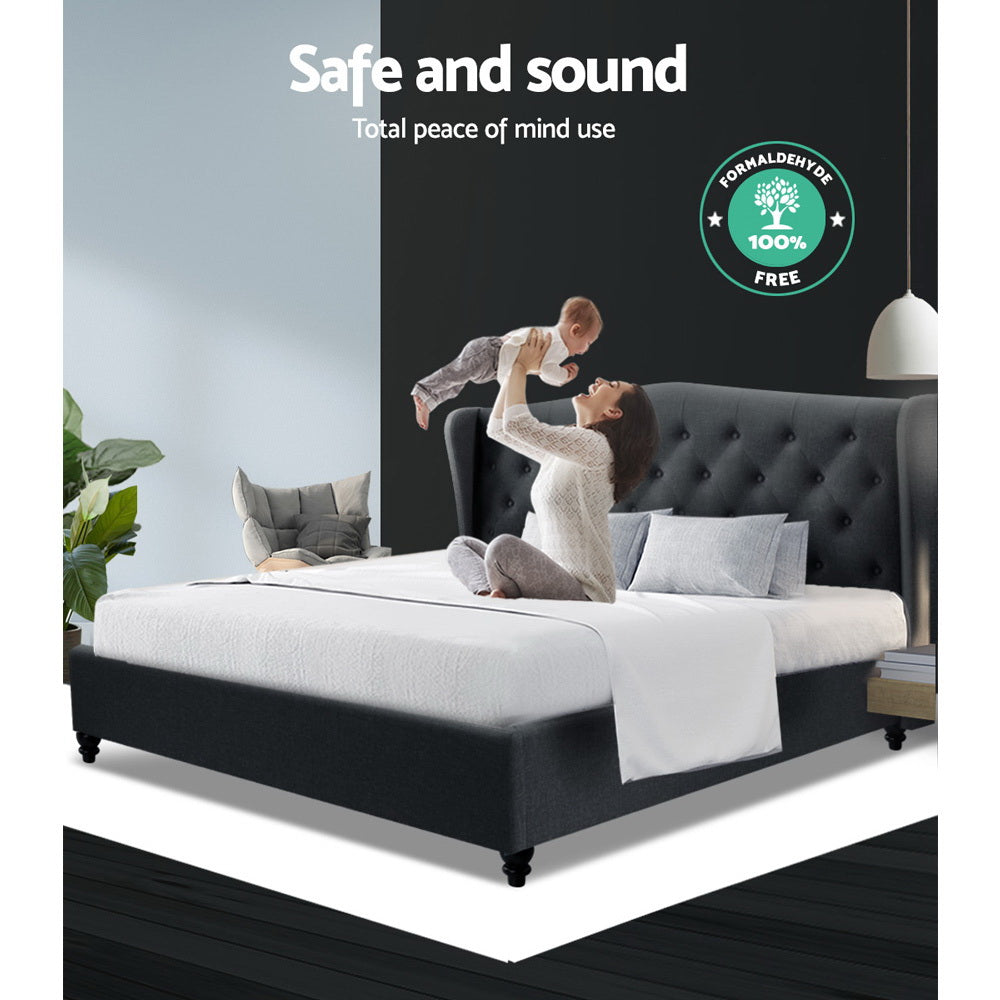 Artiss Queen Size Bed Frame Base Mattress Platform Fabric Wooden Charcoal PIER