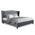 Artiss Queen Size Wooden Upholstered Bed Frame Headborad - Grey
