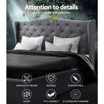 Artiss Queen Size Wooden Upholstered Bed Frame Headborad - Grey