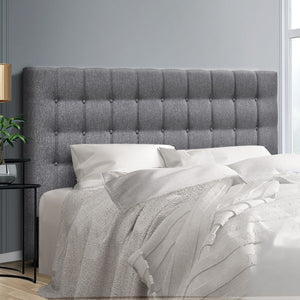 Artiss King Size Upholstered Fabric Headboard - Grey