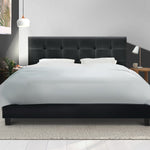 Artiss SOHO Double Size Bed Frame Tufted Headboard Fabric Charcoal