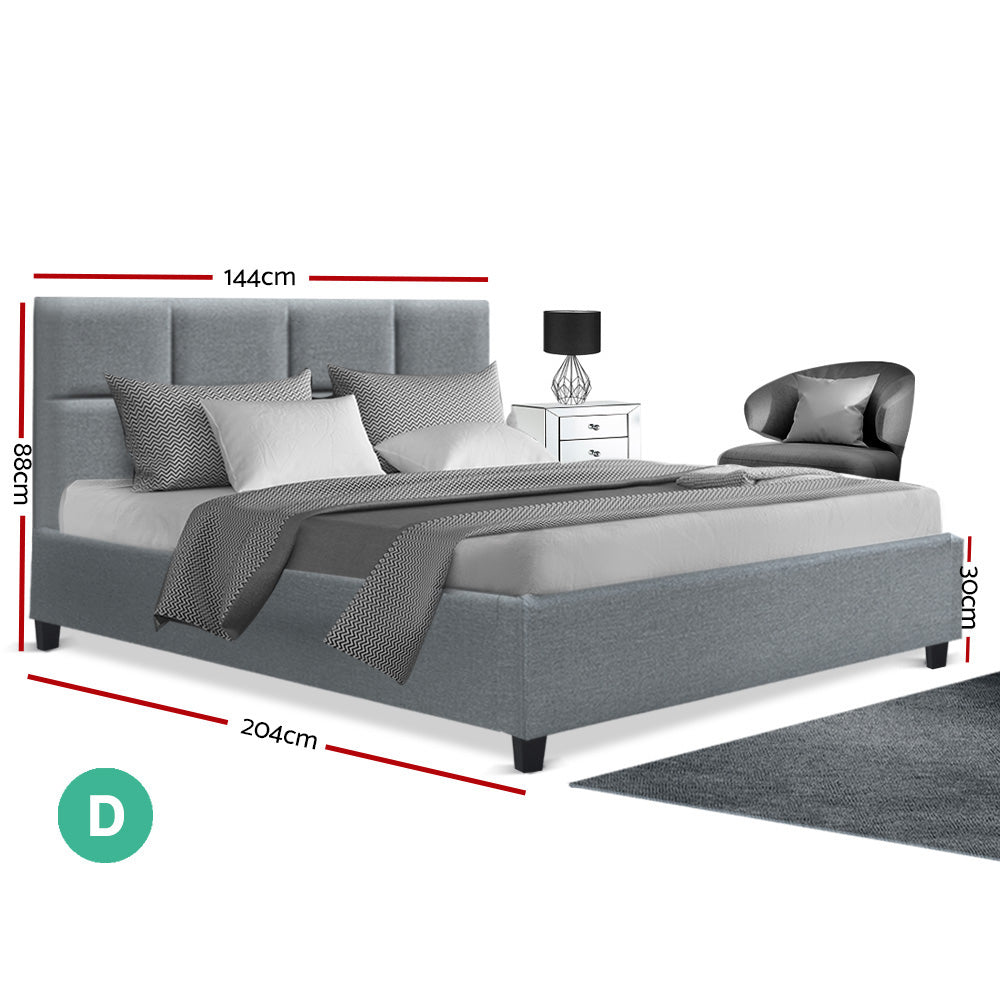 Artiss Double Full Size Bed Frame Base Mattress Fabric Wooden Grey TINO