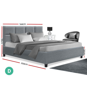 Artiss Double Full Size Bed Frame Base Mattress Fabric Wooden Grey TINO