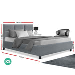 Artiss King Single Size Bed Frame Base Mattress Fabric Wooden Grey TINO